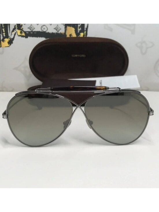 Tom Ford TF818 08G Holden Aviator Sunglasses Gunmetal Brown Gradient Mirror 60mm main image 8